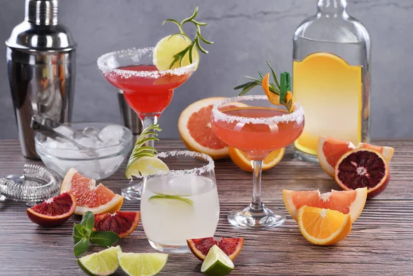 Drinks Cocktails Tequila Based Different Citrus Fruits — Stock Photo, Image