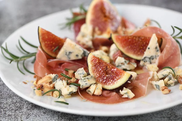 Figues Jambon Parme Fromage Bleu Noix Miel — Photo