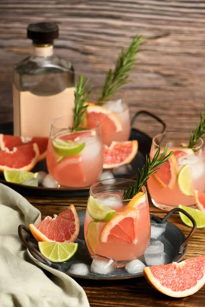 Calce Fresca Rosmarino Combinati Con Succo Pompelmo Fresco Tequila Sono — Foto Stock