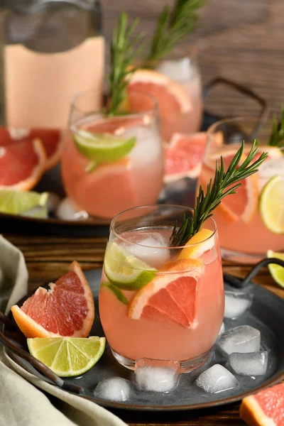 Verse Limoen Rozemarijn Combinatie Met Vers Grapefruitsap Tequila Zijn Perfecte — Stockfoto