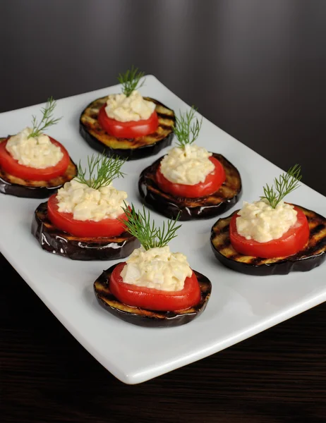 Appetizer of eggplant with tomato — Stock Photo, Image