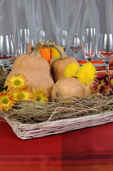Najaar thema in decoratie eettafel — Stockfoto