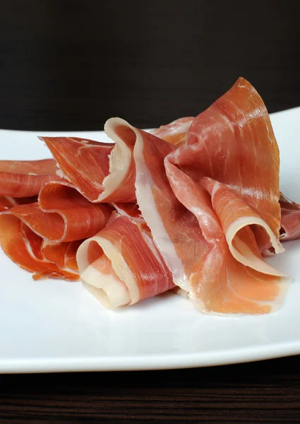 Fatias de presunto de porco batido não cozido de jamon — Fotografia de Stock