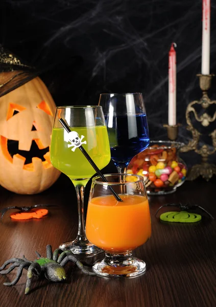 A variety of juices and drinks for Halloween — Stock Photo, Image