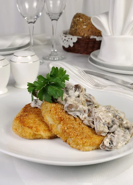 Potato patties with mushrooms (zrazy) — Stock Photo, Image