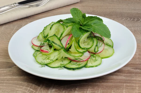 Komkommer salade met radijs — Stockfoto