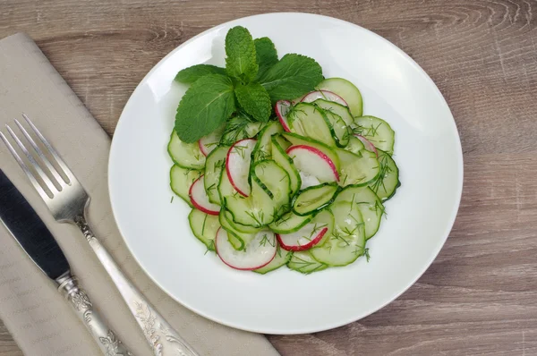 Komkommer salade met radijs — Stockfoto