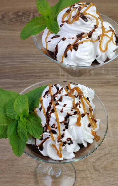 Dessert with whipped cream — Stock Photo, Image