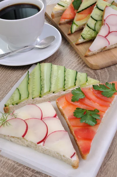 Variety of vegetable sandwiches — Stock Photo, Image