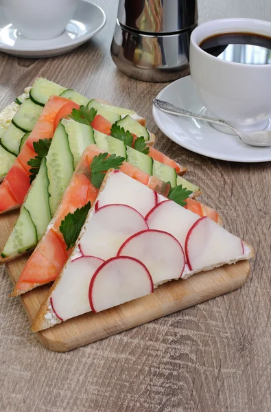 Variety of vegetable sandwiches — Stock Photo, Image