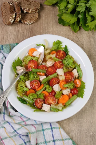 Sopa de verduras con pollo — Foto de Stock