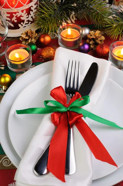 Fragment Serving Christmas table — Stock Photo, Image