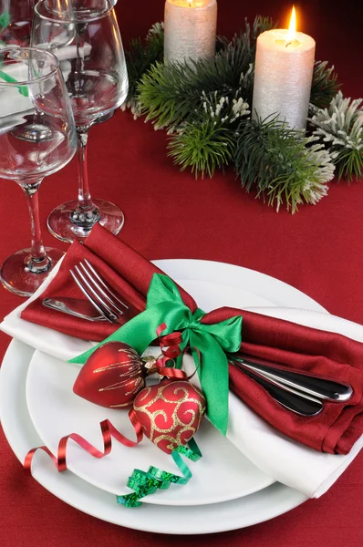 How to decorate the Christmas table — Stock Photo, Image