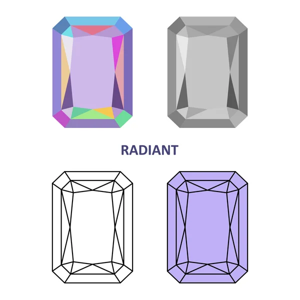 Low Poly farbig & schwarz Umrissschablone strahlender Edelsteinschliff — Stockvektor