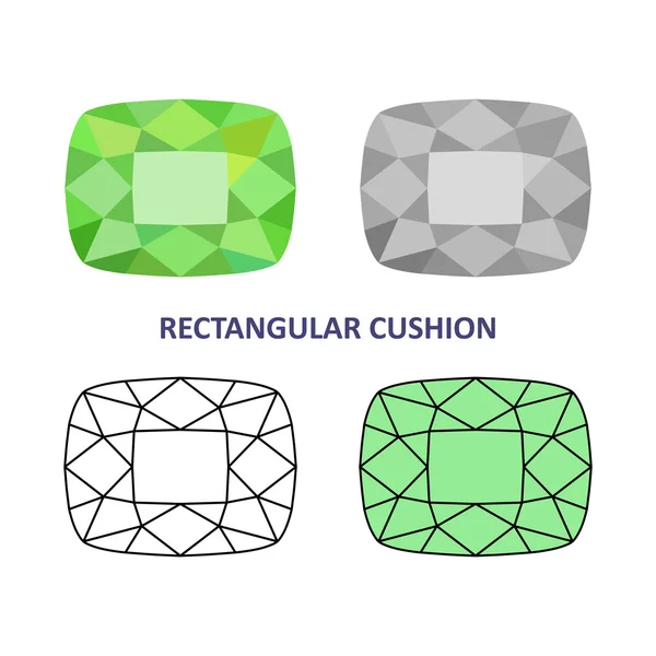 Низкий поли цветной и черный контур шаблона прямоугольной подушки — стоковый вектор