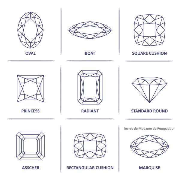 Low poly popular blueprint outline gems cuts infographics — Stock Illustration Low poly popular blueprint outline gems cuts infographics Vector Graphics