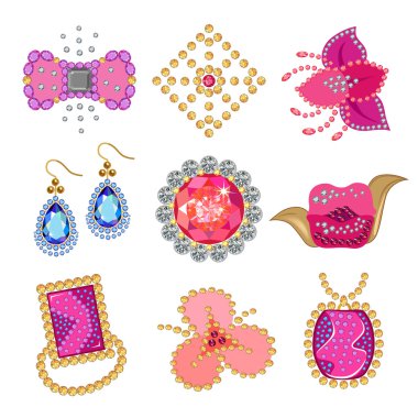 Gemstones jewellery set clipart