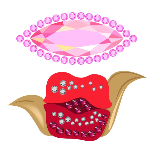 Coquette edelstenen broche — Stockvector