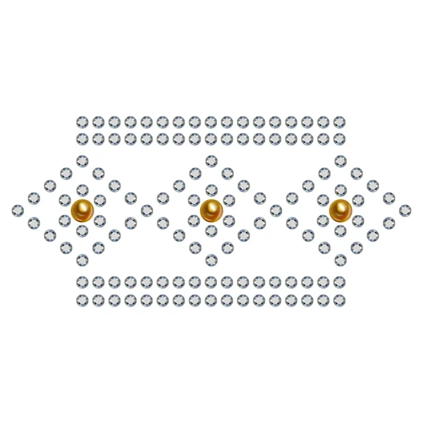 Diamante y perlas de oro frontera romboide — Archivo Imágenes Vectoriales