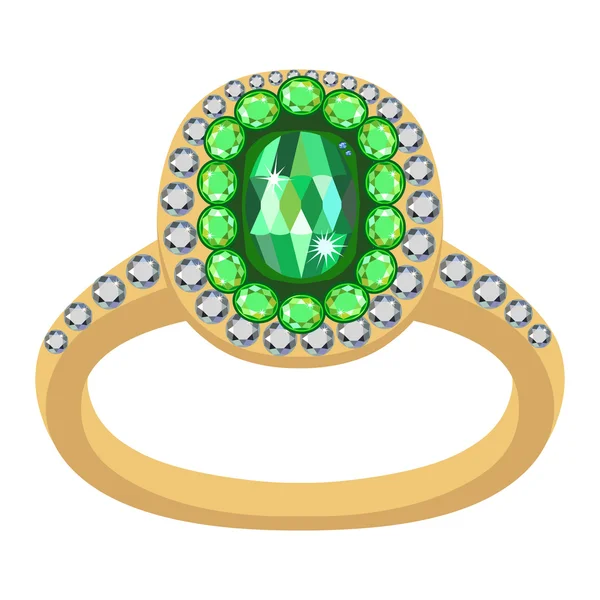 Emerald golden ring — Stock Vector