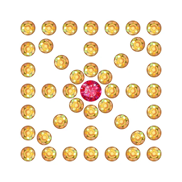 Бриллиантовый и рубиновый квадратный декор — стоковый вектор