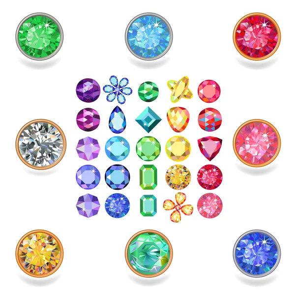 Popular colored gems cuts — Stock Illustration Popular colored gems cuts Stock Illustration