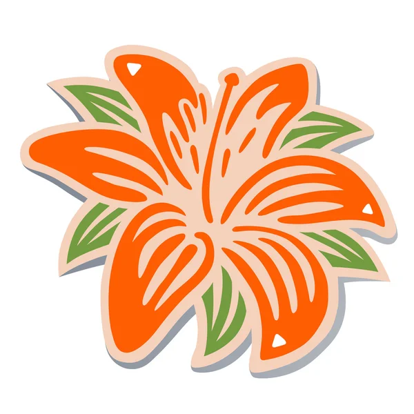 Orange flat lay lily — Stock Vector