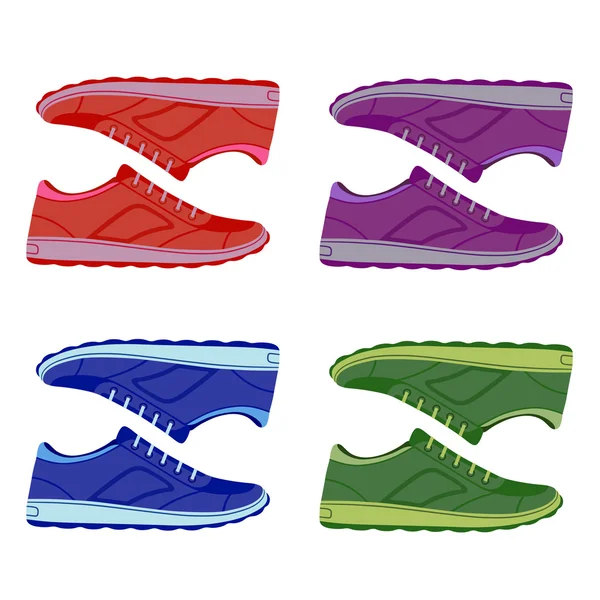 Пара кольорових замшевих кросівок — стоковий вектор
