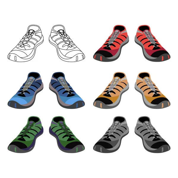 Nero delineato & scarpe da ginnastica colorate set — Vettoriale Stock