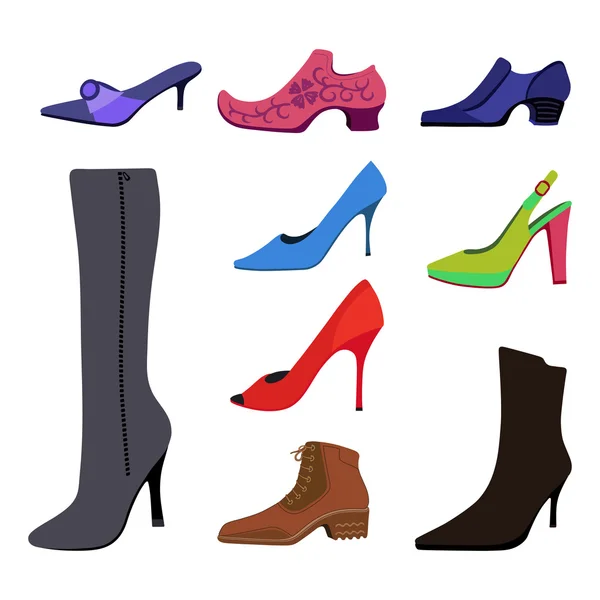 Coloré plat laïc homme & femmes chaussures ensemble — Image vectorielle