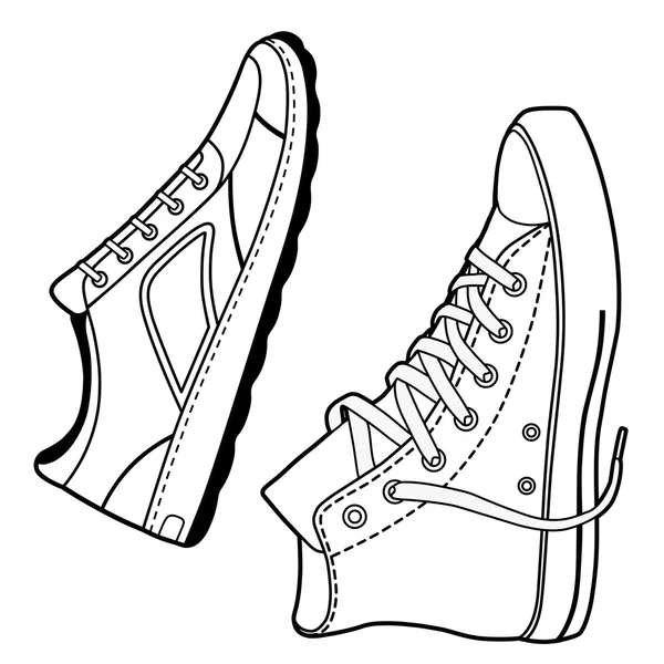 Paire de chaussures de baskets noires droites — Image vectorielle