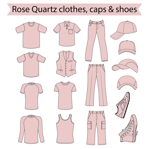 Menswear, headgear & shoes rose quartz collection — Stock Vector