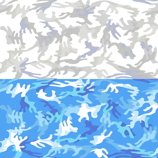 Kamouflage sömlös havsvatten & isiga toppar ställen mönster ba — Stock vektor