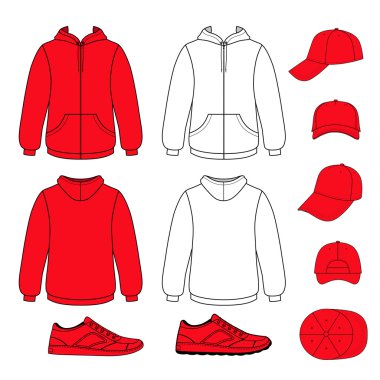Unisex hoodie, kap, spor ayakkabı set