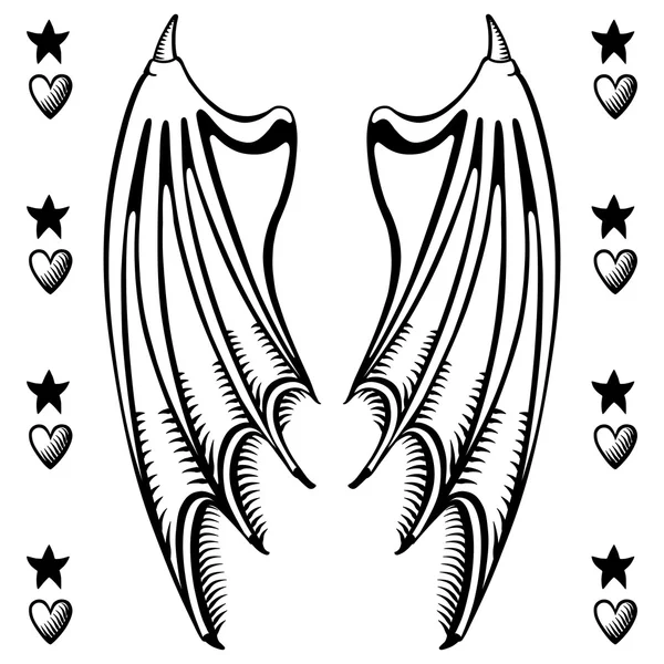 恶魔的翅膀 — 图库矢量图片