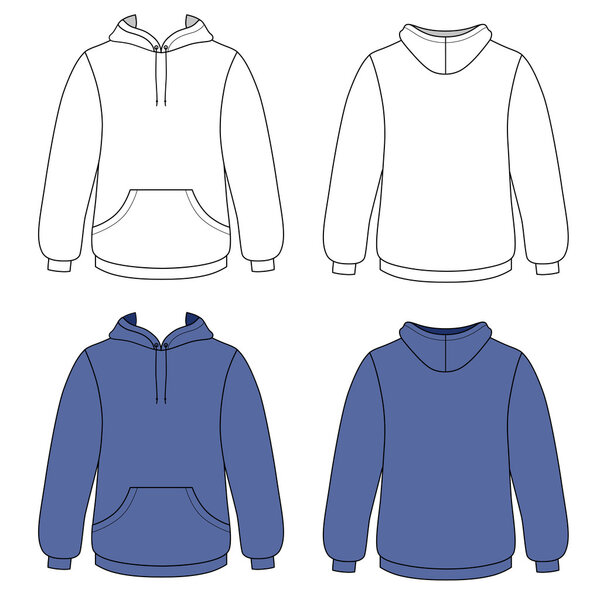 Unisex hoodie (front & back outlined view) 