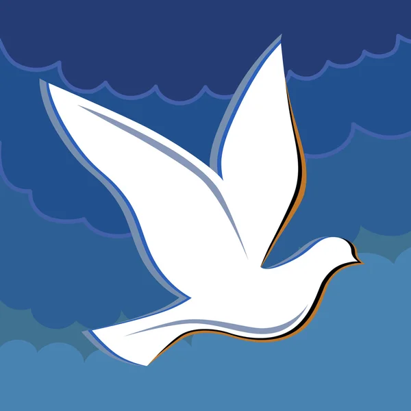 Парящий голубь в голубом небе логотип — стоковый вектор