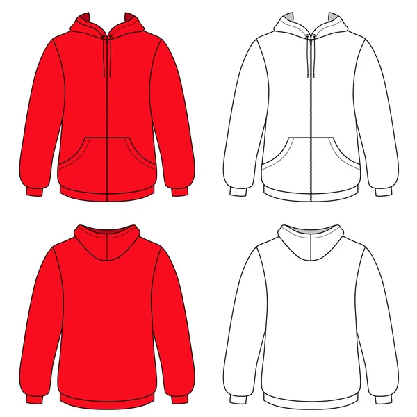 Unisex hoodie (front & back outlined view) — Stock Vector