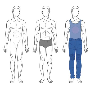 Moda adam şablonu tam uzunlukta şekil siluet özetlenen