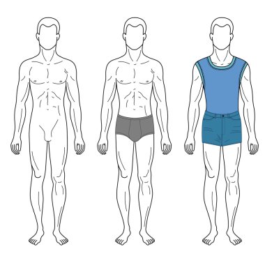 Moda adam şablonu tam uzunlukta şekil siluet özetlenen