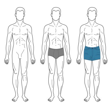 Moda adam şablonu tam uzunlukta şekil siluet özetlenen