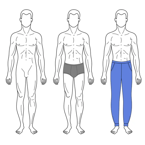 ファッション男概説テンプレートの完全な長さの図のシルエット — ストックベクタ