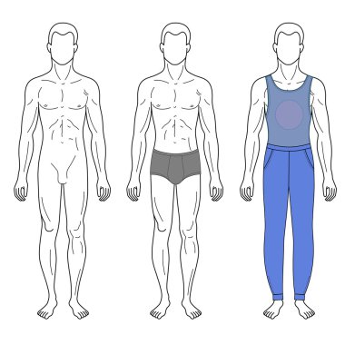 Moda adam şablonu tam uzunlukta şekil siluet özetlenen