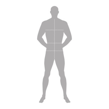 Moda adam şablon şekil siluet belirgin vücudun boyutları ile 