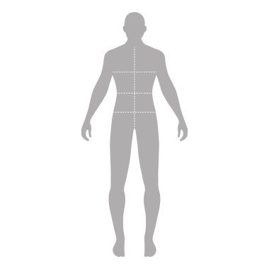 Moda adam şablon şekil siluet belirgin vücudun boyutları ile 