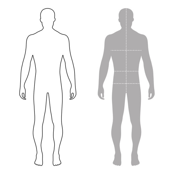 Fashion man outlined template figure silhouette with marked body