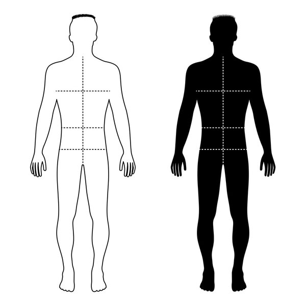 Fashion man outlined template figure silhouette with marked body