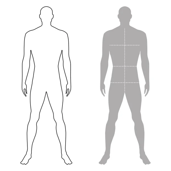 Moda hombre delineado silueta figura plantilla con el cuerpo marcado — Vector de stock