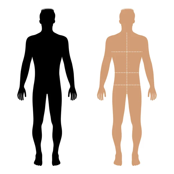 Μόδα άνθρωπος μονόχρωμο πρότυπο σιλουέτα φιγούρα με το σώμα — Διανυσματικό Αρχείο