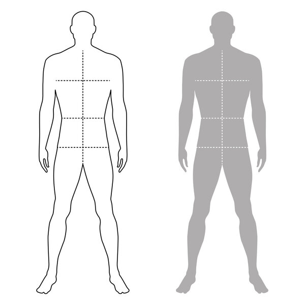 Fashion man outlined template figure silhouette with marked body